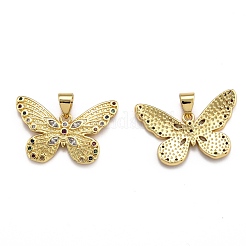 Brass Micro Pave Clear Cubic Zirconia Pendants&nbsp;ZIRC-J025-09G