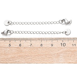304 Stainless Steel Chain Extender with Flat Round Charms&nbsp;STAS-G383-05P