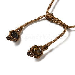 Natural Tiger Eye Bullet Braided Bead Bracelets&nbsp;BJEW-K225-01C