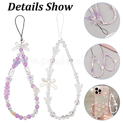 WR0001 2Pcs 2 Style Bowknot Pearl Beaded Mobile Phone Straps&nbsp;AJEW-WR0001-55