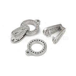 Brass Clear Cubic Zirconia Fold Over Clasps&nbsp;KK-Z078-09P