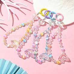 Rainbow Electroplate Transparent Glass Beaded Pendant Keychain&nbsp;KEYC-JKC00494