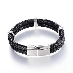 Braided Leather Cord Mkulti-strand Bracelets&nbsp;BJEW-K141-13