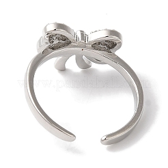 Bowknot Brass Micro Pave Clear Cubic Zirconia Open Cuff Rings for Women&nbsp;LS-RJEW-C098-03P