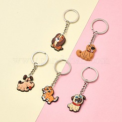 5Pcs 5 Styles Cute Cartoon PVC Plastic Dog Pendant Keychain&nbsp;KEYC-YW0001-18