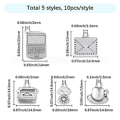 50Pcs 5 Styles Tibetan Style Alloy Pendants&nbsp;FIND-SC0021-96