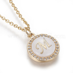 Brass Initial Pendant Necklaces&nbsp;NJEW-I230-24G-M