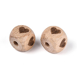 Engraved Beech Wood Beads&nbsp;WOOD-N022-06B