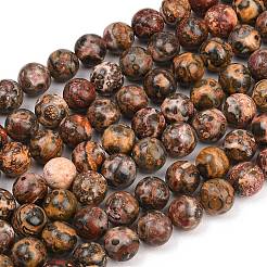 Natural Leopard Skin Jasper Round Bead Strands&nbsp;G-P072-45-10mm