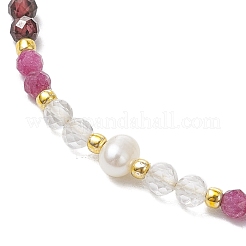 Adjustable Natural Quartz Crystal & Ruby & Garnet Braided Bead Bracelets for Women&nbsp;BJEW-JB11619-02