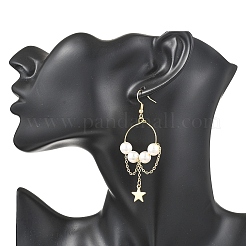 Brass Star Dangle Earrings&nbsp;EJEW-JE06807