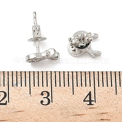 Deer Brass Micro Pave Clear Cubic Zirconia Stud Earrings&nbsp;EJEW-F383-08P