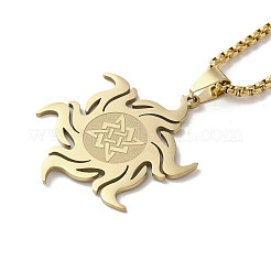 201 Stainless Steel Sun with Knot Pendant Necklaces&nbsp;NJEW-P293-07G