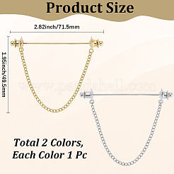 2Pcs 2 Colors Brass Tie Clip&nbsp;AJEW-CY0002-71