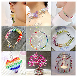 12 Strands 3 Styles Gradient Color Baking Paint Glass Bead Strands&nbsp;DGLA-TA0001-21E