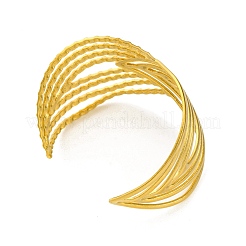 Ion Plating(IP) 304 Stainless Steel Chevron Cuff Bangles for Women&nbsp;BJEW-G729-02G