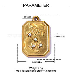 304 Stainless Steel Rhinestone Pendants&nbsp;STAS-OY016-46G
