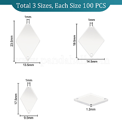 300pcs 3 style Rhombus Acrylic Mirror Sew on Rhinestone&nbsp;DIY-PH0013-84