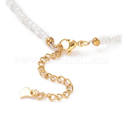 Round Glass Seed Beaded Necklaces&nbsp;NJEW-JN03207-03