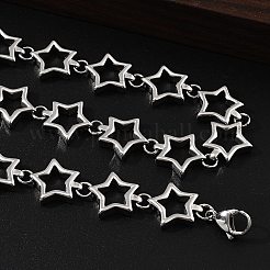 304 Stainless Steel Star Link Chain Necklaces for Women Men&nbsp;NJEW-A043-05P
