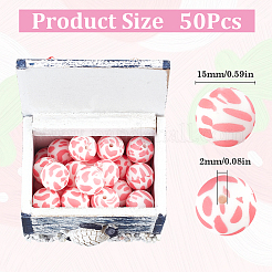50Pcs Round with Petal Round Silicone Focal Beads&nbsp;SIL-SC0001-99