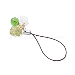 Glass & Acrylic Leaf Charm Mobile Straps&nbsp;HJEW-JM03341