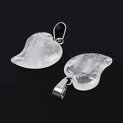 Natural Quartz Crystal Heart Pendants&nbsp;G-H073-03P-15