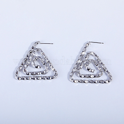 Triangle Spiral Pattern Brass Stud Earrings&nbsp;FT5549