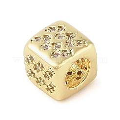 Brass Micro Pave Clear Cubic Zirconia European Beads&nbsp;KK-K368-01G-11