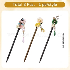 3Pcs 3 Styles Glass Hair Sticks&nbsp;MRMJ-DJ0001-13A