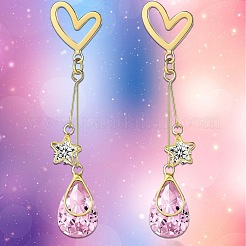 Alloy Rhinestone Heart & Star & Teardrop Stud Dangle Earrings for Women&nbsp;WG86E07-01