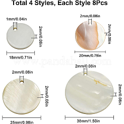 32Pcs 4 Style Natural Shell Pendants&nbsp;SHEL-SC0001-17