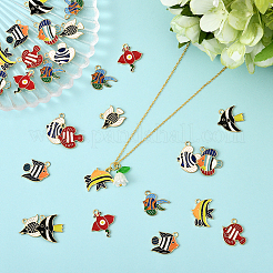 36Pcs 9 Styles Ocean Theme Alloy Enamel Pendants&nbsp;ENAM-SC0006-96