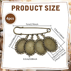 4Pcs Steel with Zinc Alloy Brooch Base Settings&nbsp;JEWB-UN00013