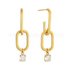 304 Stainless Steel & Cubic Zirconia Stud Dangle Earrings&nbsp;WG6C88A-01