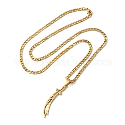 Sword Knife 201 Stainless Steel Hollow Scimitar Pendant Necklaces for Women and Men&nbsp;LS-NJEW-F324-10G
