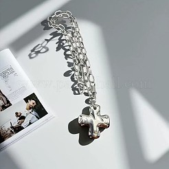Alloy Textured Cross Pendant Paperclip Chain Necklaces&nbsp;FS-WGDACB3-02