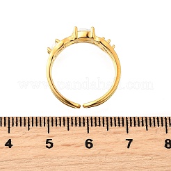 Teardrop 925 Sterling Silver Cubic Zirconia Adjustable Cuff Rings for Women&nbsp;RJEW-S631-02G
