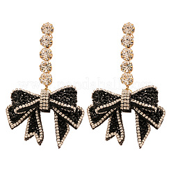 Bowknot Brass Rhinestone Dangle Stud Earrings&nbsp;FS-WGF8F1F-01