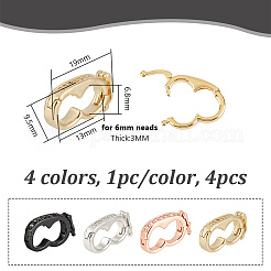 4Pcs 4 Styles Brass Micro Pave Clear Cubic Zirconia Twister Clasps&nbsp;ZIRC-DR0001-03