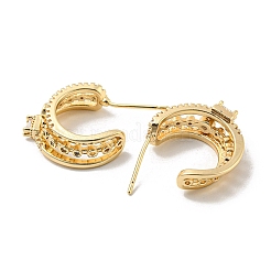Brass with Cubic Zirconia Round Stud Earrings&nbsp;EJEW-B035-18KCG