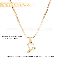 1pc Brass Chain & 304 Stainless Steel Letter Pendant Necklaces&nbsp;NJEW-LP0001-40S-G