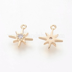 Brass Cubic Zirconia Charms&nbsp;X-ZIRC-Q002-143G