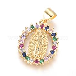 Brass Micro Pave Cubic Zirconia Pendants&nbsp;X-KK-I657-32G-A