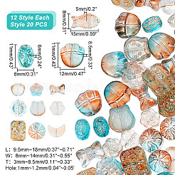 240Pcs 12 Styles Transparent Spray Painted Glass Beads&nbsp;GLAA-AR0001-40