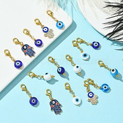 18Pcs 9 Styles Evil Eye Alloy Enamel & Handmade Lampwork Pendant Decorations&nbsp;HJEW-CJ00018