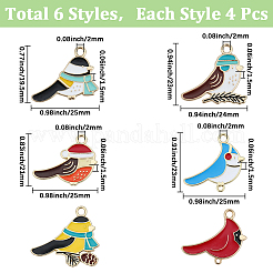 24Pcs 6 Styles Alloy Enamel Bird Connector Charms&nbsp;ENAM-SC0007-53