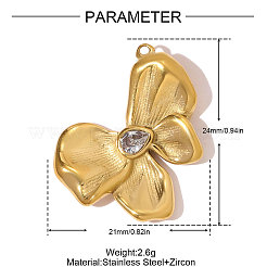 304 Stainless Steel Micro Pave Cubic Zirconia Pendants&nbsp;STAS-OY007-56G