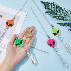 Electroplate Glass Bullet Pendant Decorations&nbsp;HJEW-PH01827