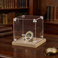 Square Transparent Acrylic Display Cases with Zinc Alloy Display Easels for Commemorative Coins&nbsp;ODIS-PH0009-35